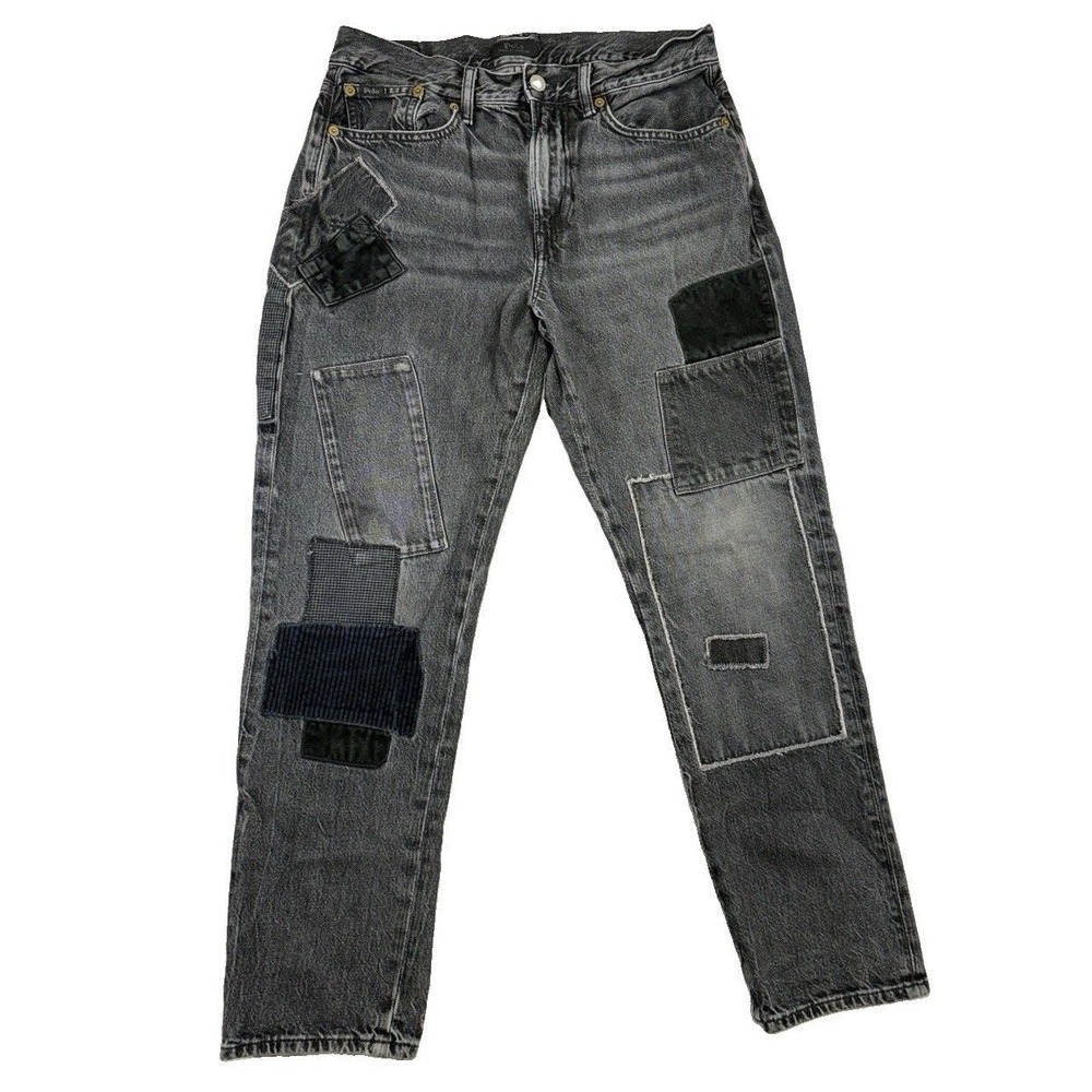 Polo Ralph Lauren Avery Boyfriend Jean Patched Black Wash Distressed Sz 26 Y2K